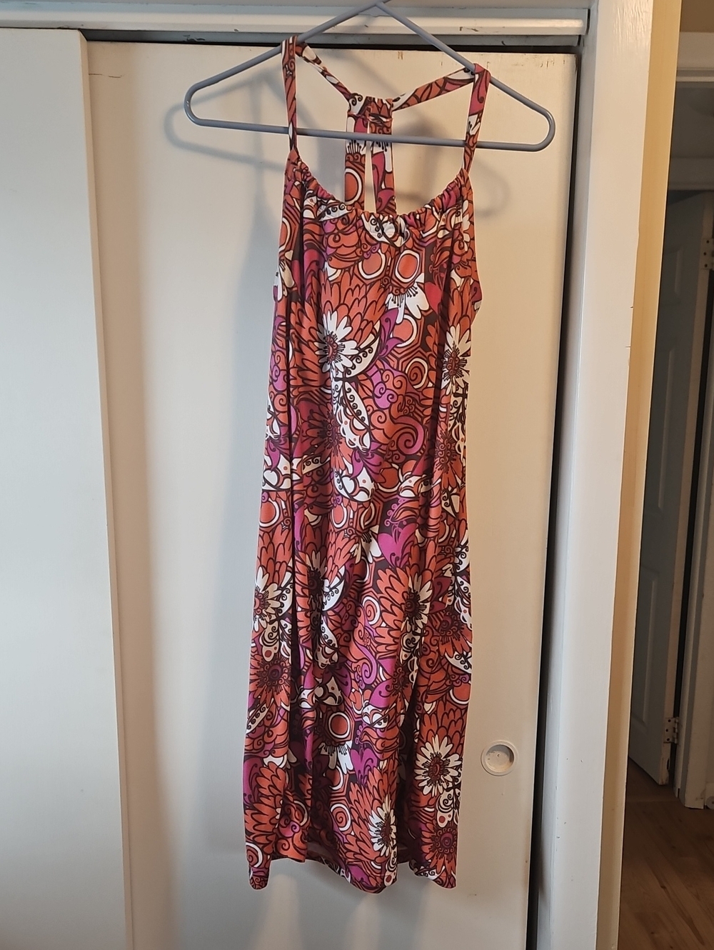 Prana Pink and Orange Floral Midi Dress